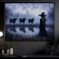 Halloween Witch And Cows Canvas Painting, The Witch Who Whispers To Cows Wall Art Decor, Spooky Season Poster Gift For Cow Lover