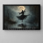 Halloween Ballet Witch Canvas Painting, Dance With The Moon Spooky Season Wall Art Decor, Halloween Poster Gift For Ballerina, Witch Lover