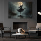 Halloween Ballet Witch Canvas Painting, Dance With The Moon Spooky Season Wall Art Decor, Halloween Poster Gift For Ballerina, Witch Lover