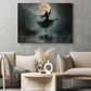 Halloween Ballet Witch Canvas Painting, Dance With The Moon Spooky Season Wall Art Decor, Halloween Poster Gift For Ballerina, Witch Lover