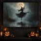 Halloween Ballet Witch Canvas Painting, Dance With The Moon Spooky Season Wall Art Decor, Halloween Poster Gift For Ballerina, Witch Lover