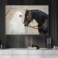Halloween Ghost & Black Horse Canvas Painting, Where Love Outlives Goodbye Wall Art Decor, Spooky Season Poster Gift For Horse Lover