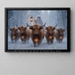 Halloween Ghost And Highland Cows Canvas Painting, The Haunted Highland Herd Wall Art Decor, Spooky Season Poster Gift For Cow Lover
