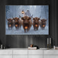 Halloween Ghost And Highland Cows Canvas Painting, The Haunted Highland Herd Wall Art Decor, Spooky Season Poster Gift For Cow Lover