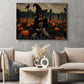 Halloween Wednesday Canvas Painting, Witch Pumpkin Patch Wall Art Decor, Spooky Season Poster Gift For Wednesday Movie Fan