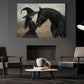 Halloween Witch & Black Horse Canvas Painting, The Witch And Her Midnight Horse Wall Art Decor, Spooky Season Poster Gift For Witch & Horse Lover