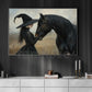 Halloween Witch & Black Horse Canvas Painting, The Witch And Her Midnight Horse Wall Art Decor, Spooky Season Poster Gift For Witch & Horse Lover