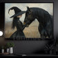 Halloween Witch & Black Horse Canvas Painting, The Witch And Her Midnight Horse Wall Art Decor, Spooky Season Poster Gift For Witch & Horse Lover
