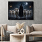 Halloween Witch And Highland Cows Canvas Painting, She Walks With The Highland Herd Wall Art Decor, Spooky Season Poster Gift For Cow Lover