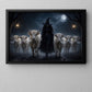 Halloween Witch And Highland Cows Canvas Painting, She Walks With The Highland Herd Wall Art Decor, Spooky Season Poster Gift For Cow Lover
