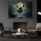 Halloween Cheerleading Witch Canvas Painting, Cheer Under The Full Moon Wall Art Decor, Spooky Season Poster Gift For Cheerleading Lover