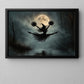Halloween Cheerleading Witch Canvas Painting, Cheer Under The Full Moon Wall Art Decor, Spooky Season Poster Gift For Cheerleading Lover