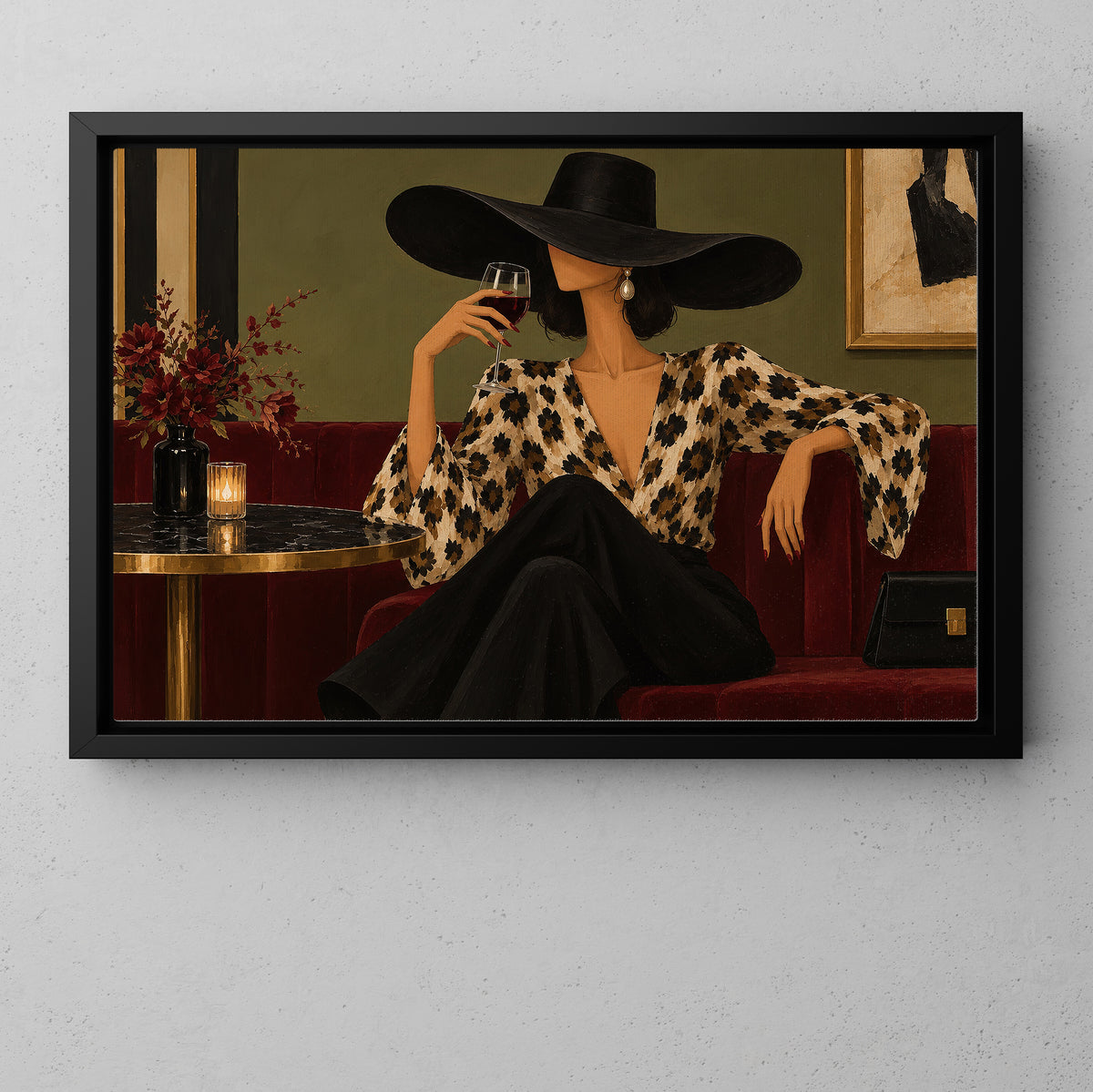 Modern Woman Canvas Painting, Elegant Woman Drinking Wine Wall Art Decor, Poster Gift