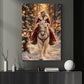 Christmas Western Cowgirl Canvas Painting, Mrs Claus Riding White Horse In Snow Wall Art Decor, Xmas Poster Gift For Cowgirls