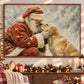 Christmas Santa And Golden Retriever Dog Canvas Painting, Santa's Best Friend Wall Art Decor, Xmas Poster Gift For Dog Lover