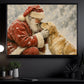 Christmas Santa And Golden Retriever Dog Canvas Painting, Santa's Best Friend Wall Art Decor, Xmas Poster Gift For Dog Lover