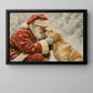 Christmas Santa And Golden Retriever Dog Canvas Painting, Santa's Best Friend Wall Art Decor, Xmas Poster Gift For Dog Lover