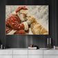 Christmas Santa And Golden Retriever Dog Canvas Painting, Santa's Best Friend Wall Art Decor, Xmas Poster Gift For Dog Lover