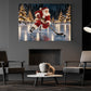 Christmas Hockey Santa Canvas Painting, Santa Claus Playing Ice Hockey Wall Art Decor, Xmas Poster Gift For Hockey Lover