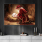 Christmas Western Nativity Canvas Painting, Cowboy Santa Holding Baby Jesus In Manger Wall Art Decor, Xmas Poster Gift For Cowboys