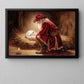 Christmas Western Nativity Canvas Painting, Cowboy Santa Holding Baby Jesus In Manger Wall Art Decor, Xmas Poster Gift For Cowboys