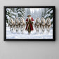 Christmas Cowboy Canvas Painting, Western Santa Claus With Six White Horses Wall Art Decor, Xmas Poster Gift For Horse Lover