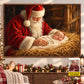 Personalized Christmas Santa And Baby Canvas Painting, Baby's First Christmas Keepsake Wall Art Decor, Xmas Poster Gift