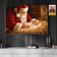 Personalized Christmas Santa And Baby Canvas Painting, Baby's First Christmas Keepsake Wall Art Decor, Xmas Poster Gift