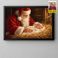 Personalized Christmas Santa And Baby Canvas Painting, Baby's First Christmas Keepsake Wall Art Decor, Xmas Poster Gift