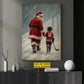 Personalized Christmas Hockey Canvas Painting, Santa's Little Hockey Star Sport Wall Art Decor, Xmas Poster Gift For Hockey Lover