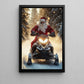 Christmas Santa Claus Snowmobile Canvas Painting, Santa Riding Snowmobile In Snow Wall Art Decor, Xmas Poster Gift For Snowmobiling Lover
