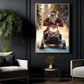 Christmas Santa Claus Snowmobile Canvas Painting, Santa Riding Snowmobile In Snow Wall Art Decor, Xmas Poster Gift For Snowmobiling Lover