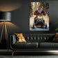 Christmas Santa Claus Snowmobile Canvas Painting, Santa Riding Snowmobile In Snow Wall Art Decor, Xmas Poster Gift For Snowmobiling Lover