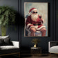 Funny Christmas Toilet Santa Claus Canvas Painting, Santa Drinking Wine Bathroom Wall Art Decor, Xmas Restroom Poster Gift