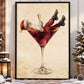 Funny Christmas Santa Claus Martini Canvas Painting, Santa's Happy Hour Wall Art Decor, Xmas Poster Gift For Wine Lover