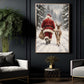 Christmas Santa Claus And Reindeer Canvas Painting, Santa Walking Through Snowy Forest Wall Art Decor, Xmas Poster Gift For Reindeer Lover