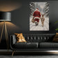 Christmas Santa Claus And Reindeer Canvas Painting, Santa Walking Through Snowy Forest Wall Art Decor, Xmas Poster Gift For Reindeer Lover
