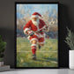Christmas Lacrosse Canvas Painting, Santa Playing Lacrosse Sport Oil Painting Wall Art Decor, Xmas Poster Gift For Lacrosse Lover