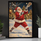 Christmas Lacrosse Canvas Painting, Santa Playing Lacrosse Sport Oil Painting Wall Art Decor, Xmas Poster Gift For Lacrosse Lover