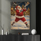 Christmas Lacrosse Canvas Painting, Santa Playing Lacrosse Sport Oil Painting Wall Art Decor, Xmas Poster Gift For Lacrosse Lover
