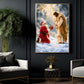 Christmas Santa Kneeling Before Jesus Canvas Painting, Jesus Is The Reason For The Season Wall Art Decor, Xmas Poster Gift For Christians