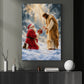 Christmas Santa Kneeling Before Jesus Canvas Painting, Jesus Is The Reason For The Season Wall Art Decor, Xmas Poster Gift For Christians
