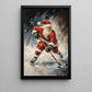 Christmas Hockey Canvas Painting, Santa Playing Ice Hockey Sport Oil Painting Wall Art Decor, Xmas Poster Gift For Hockey Lover