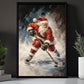 Christmas Hockey Canvas Painting, Santa Playing Ice Hockey Sport Oil Painting Wall Art Decor, Xmas Poster Gift For Hockey Lover