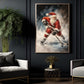 Christmas Hockey Canvas Painting, Santa Playing Ice Hockey Sport Oil Painting Wall Art Decor, Xmas Poster Gift For Hockey Lover