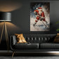 Christmas Hockey Canvas Painting, Santa Playing Ice Hockey Sport Oil Painting Wall Art Decor, Xmas Poster Gift For Hockey Lover