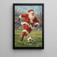 Christmas Santa Claus Soccer Canvas Painting, Santa Playing Soccer Sport Oil Painting Wall Art Decor, Xmas Poster Gift For Soccer Lover