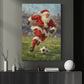 Christmas Santa Claus Soccer Canvas Painting, Santa Playing Soccer Sport Oil Painting Wall Art Decor, Xmas Poster Gift For Soccer Lover