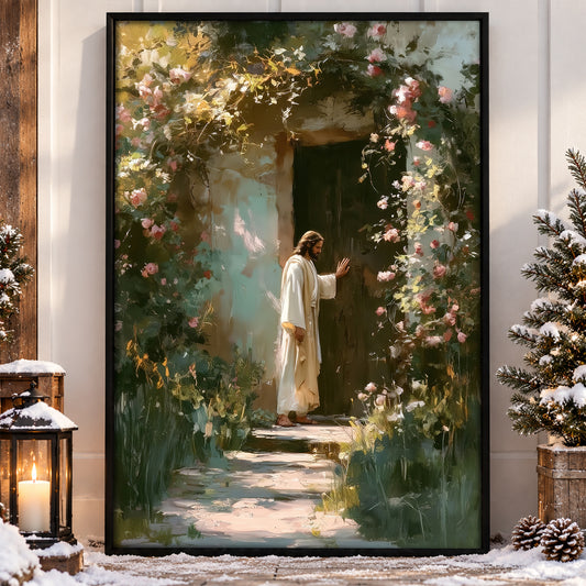 Jesus Canvas Painting, Jesus Knocking At The Door Wall Art Decor, Poster Gift For Christians