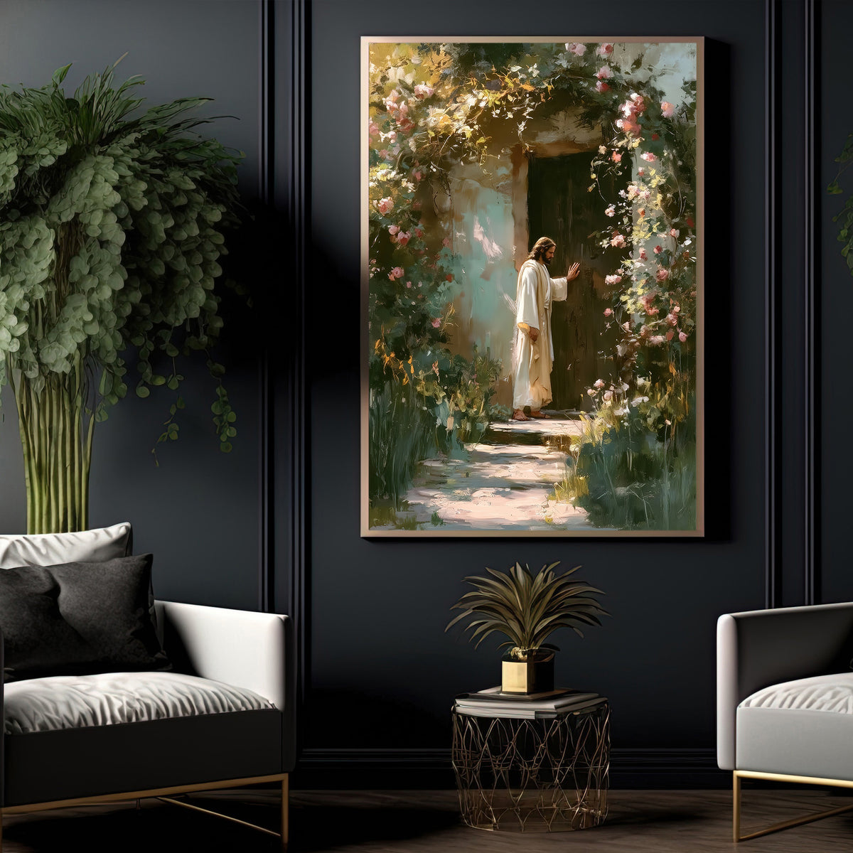 Jesus Canvas Painting, Jesus Knocking At The Door Wall Art Decor, Poster Gift For Christians